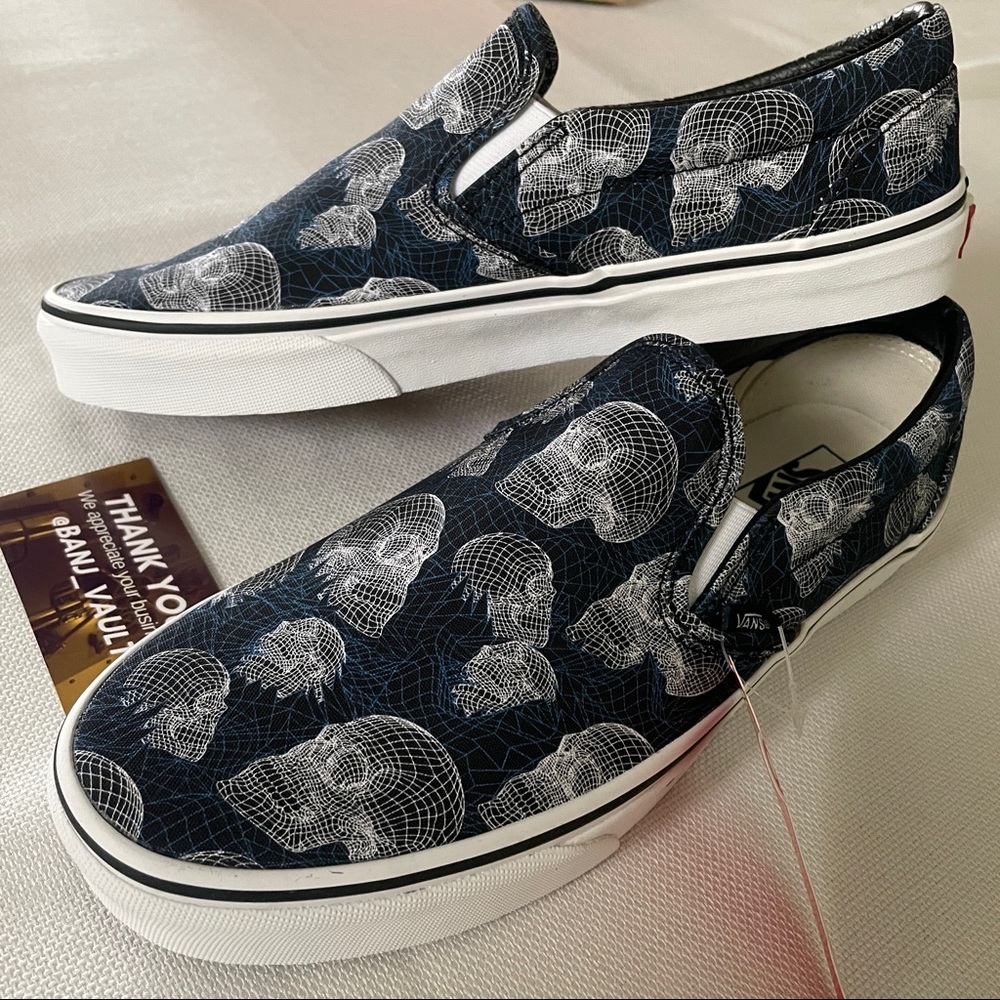 Vans Classic Slip-On Wireframe Skulls Dark Blue - Picture 4 of 9